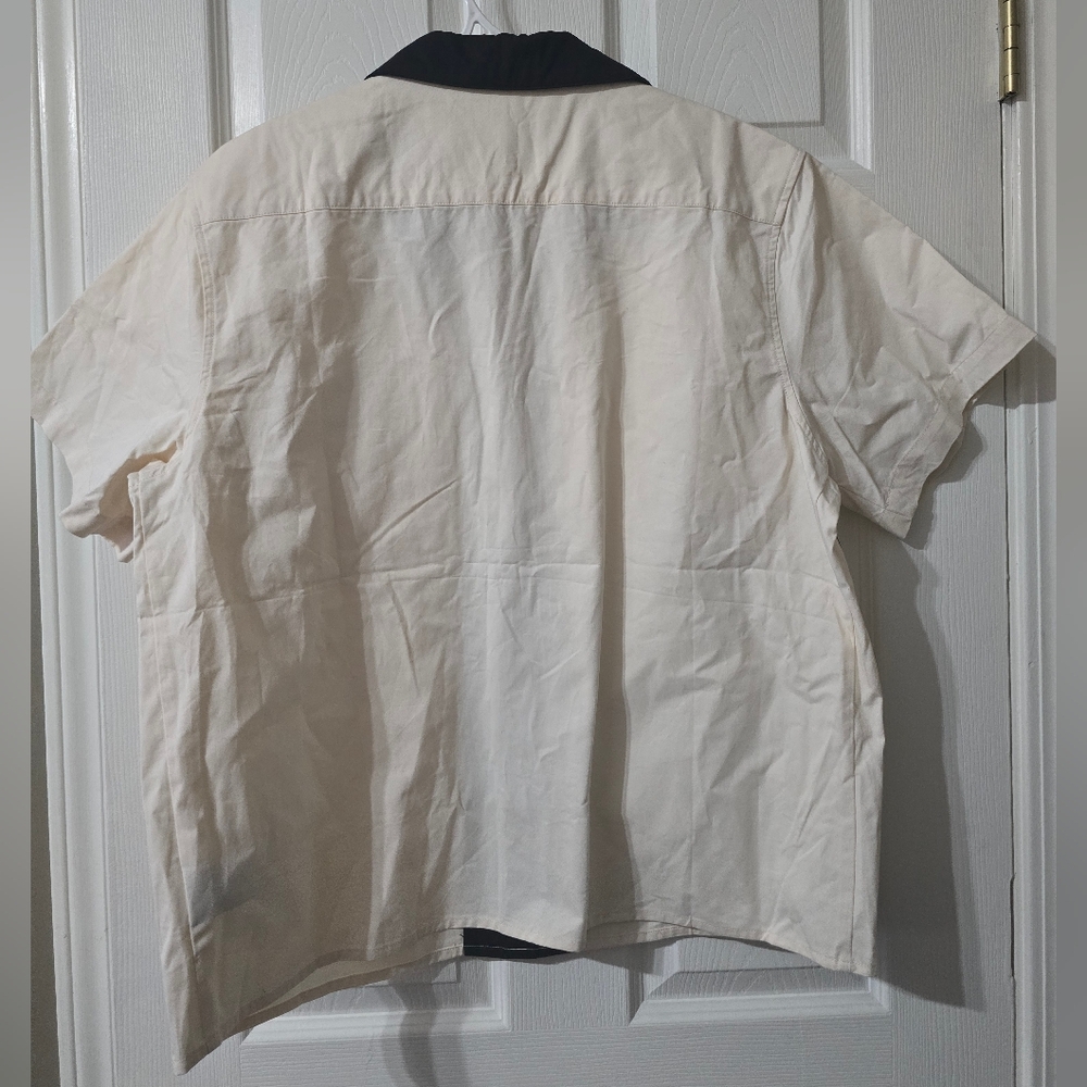 Homme + Femme Child Of War Short Sleeve Collared Button Down Cotton Shirt, EUC! - Picture 7 of 11
